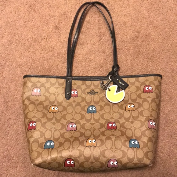 coach pac man reversible tote